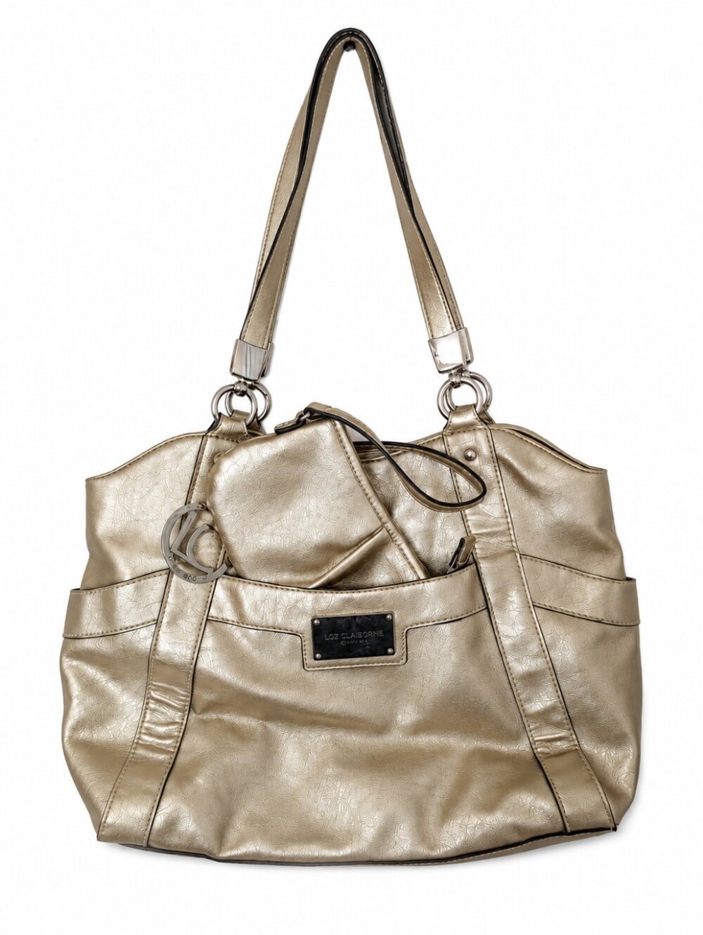 Liz Claiborne Metallic Champagne Tote with Wristlet